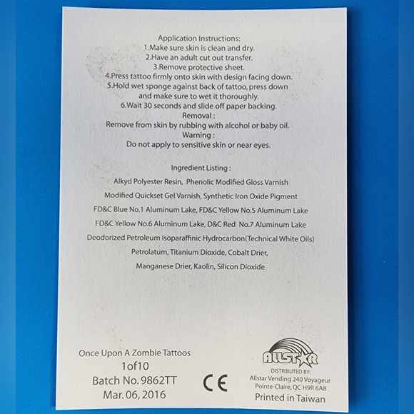 Set of 10 Once Upon A Zombie Temporary Tattoos,  Disney Zombies - Picture 6 of 6